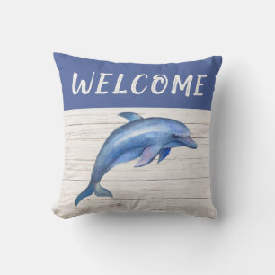 Welkom Nautical Blue Whale Rope Outdoor Pillow Buitenkussen