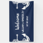 Welkom Nautical Navy Blue Anker Bruiloft Spandoek (Verticaal)