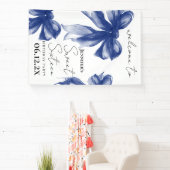 Welkom Navy Bow Coquette Script Sweet 16 Spandoek (Insitu)