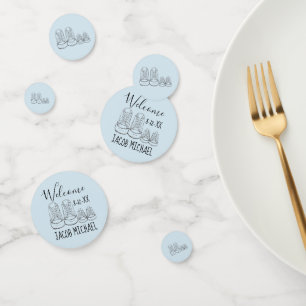 WELKOM Nieuw Aankomst Baby Schoenen Douche Blauw Confetti