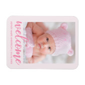 Welkom, nieuwe baby aankondiging Licht Roze Magneet (Horizontaal)