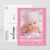 Welkom Nieuwe Baby Aankondiging Roze (Voorkant / Achterkant)