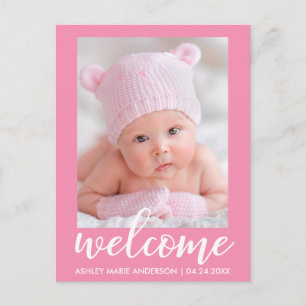 Welkom Nieuwe Baby Aankondiging Roze