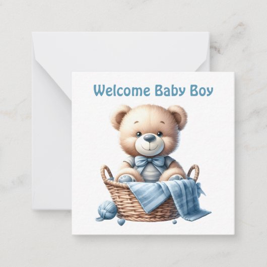 Welkom Nieuwe Baby Boy Kaart Notitiekaartje (Voorkant)