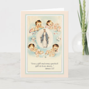 Welkom Nieuwe Baby Jongen of Meisje Religieus Kath Kaart