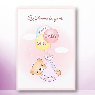 Welkom! Nieuwe Baby Meisje gepersonaliseerd Wenska Kaart