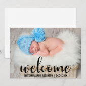 Welkom Nieuwe Baby Modern Zwart Script Kaart (Voorkant / Achterkant)