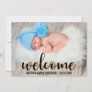 Welkom Nieuwe Baby Modern Zwart Script Kaart
