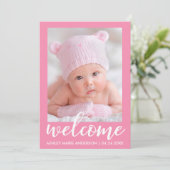 Welkom nieuwe baby moderne aankondiging (Staand voorkant)
