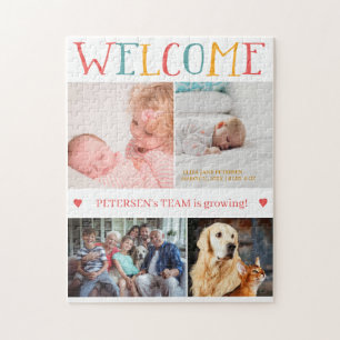 WELKOM nieuwe babygeboorte aangepaste fotocollage Legpuzzel