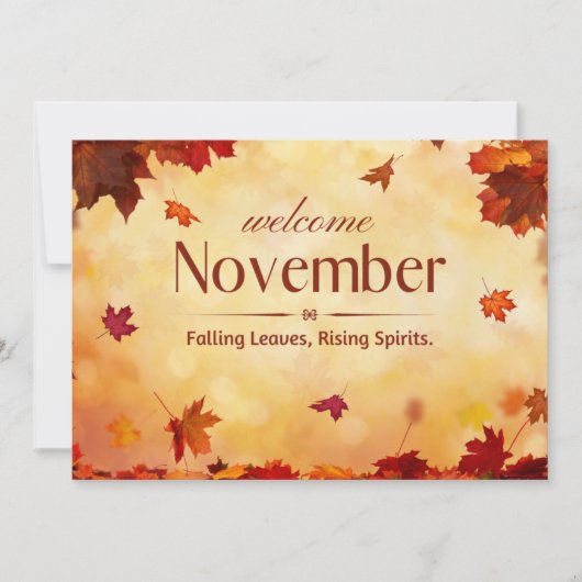 Welkom november herfst feestdagenkaart (Voorkant)