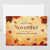 Welkom november herfst feestdagenkaart (Voorkant / Achterkant)