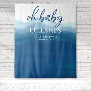 Welkom Oh Baby shower Blauw Ombre Achtergrond Wandkleed