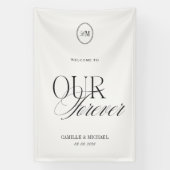 Welkom Ons Liebesverhaal Warm Witte Trouw Vinyl Spandoek (Verticaal)