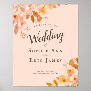 Welkom Ontvangst van Abriot Blush Floral Weddensch Poster