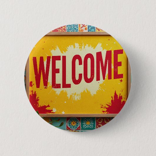Welkom ontwerp op ronde button 5,7 cm (Voorkant)