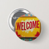 Welkom ontwerp op ronde button 5,7 cm (Voorkant /achterkant)