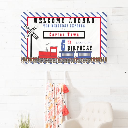 Welkom op 5th Birthday Express Train Spandoek (Insitu)