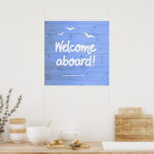 Welkom op Aboard Blue en White Fun Sailing Poster (Keuken)