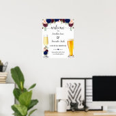 Welkom op bubbles and brews navy burgundy douche poster (Thuiskantoor)