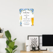 Welkom op Bubbles & Brews Couples Bruiloft Blauw Poster (Thuiskantoor)