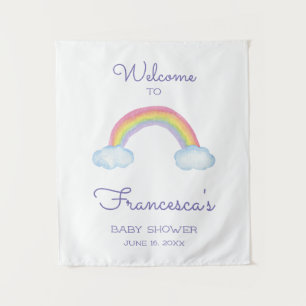 Welkom op de baby shower waterverf regenboog wandkleed