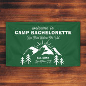 Welkom op de berggroene witte camp bachelorette spandoek