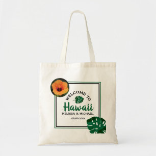 Welkom op de bruiloft van Monstera Leaf Hawaii Tote Bag