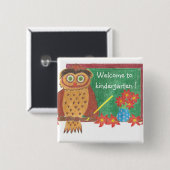 Welkom op de kleuterschool! vierkante button 5,1 cm (Voorkant /achterkant)