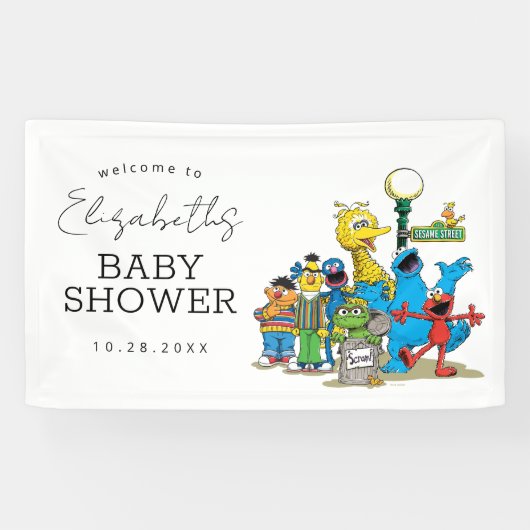 Welkom op de Sesamstraat-thema baby shower Spandoek (Horizontaal)