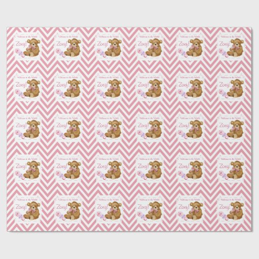Welkom op de wereld cadeaupapier (Vlak)