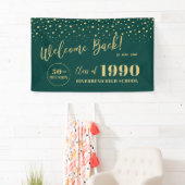 Welkom op Gold & Green Confetti Class Reunion Part Spandoek (Insitu)