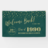 Welkom op Gold & Green Confetti Class Reunion Part Spandoek (Horizontaal)