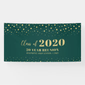 Welkom op Gold & Green Confetti Class Reunion Part Spandoek (Horizontaal)