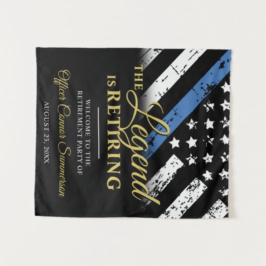 Welkom op het afscheidsfeest van politieagent met wandkleed (Voorkant (horizontaal))