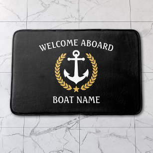 Welkom op het bord Naam Anchor Gold Laurel Black Badmat