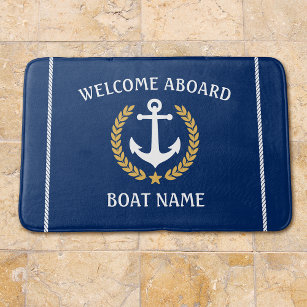 Welkom op het bord Naam Anchor Gold Laurel Navy Badmat