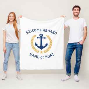 Welkom op het bord Naam Anchor Gold Laurel White Fleece Deken