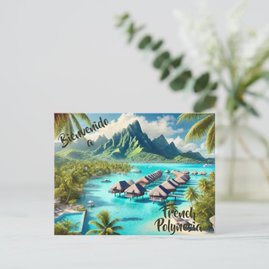 Welkom op het briefkaart Frans-Polynesië (Staand voorkant)