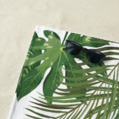 Welkom op het strand Tropisch blad groen script Strandlaken (In situ)