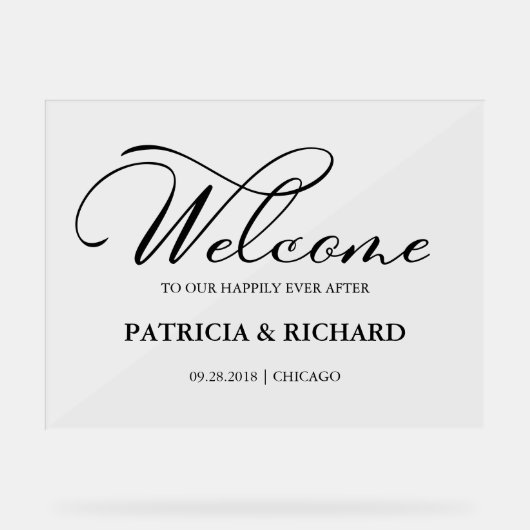 Welkom op onze Beginnende Bruiloft Welkomstbord Acryl Bord (Voorkant)