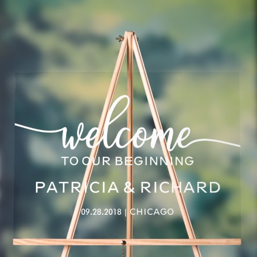 Welkom op onze Beginnende Bruiloft Welkomstbord Acryl Bord (Neutraal)