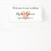 Welkom op onze bruiloft elegante koraal hart logo spandoek (Insitu)