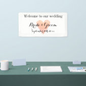 Welkom op onze bruiloft elegante koraal hart logo spandoek (Beurs)