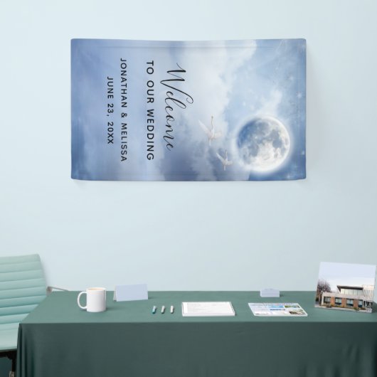 Welkom op onze bruiloft magische zwanen spandoek (Beurs)