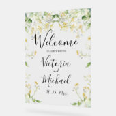 Welkom op onze bruiloft Neutraal Bloemen Elegant Acryl Bord (Hoek)