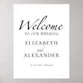 Welkom op onze bruiloft Zwart & Wit Welkomstbord Poster (Voorkant)