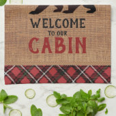 Welkom op onze Cabin in a Burlap and Pset Theedoek (Gevouwen)