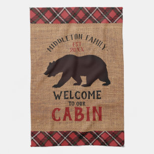 Welkom op onze Cabin in a Burlap and Pset Theedoek