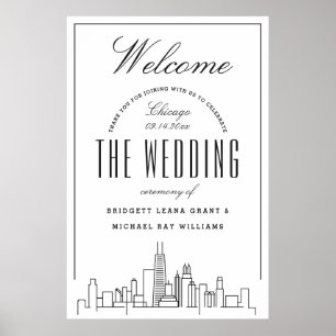 Welkom op onze Chicago bruiloft! Poster